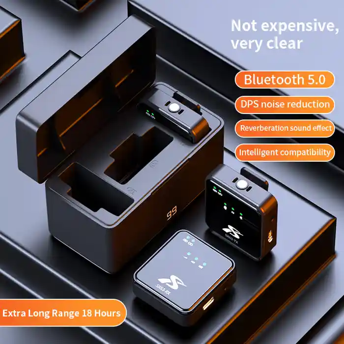 SX63 Collar Wireless Mic Portable Live Streaming Lavalier Mini Lapel Microphone With Charging Case For Mobile Cell Phone Iphone
